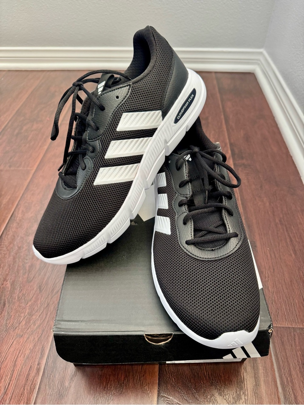 🆕 Adidas Men's Black Athletic Running Shoes - CloudFoam Flex Sneakers Size 13